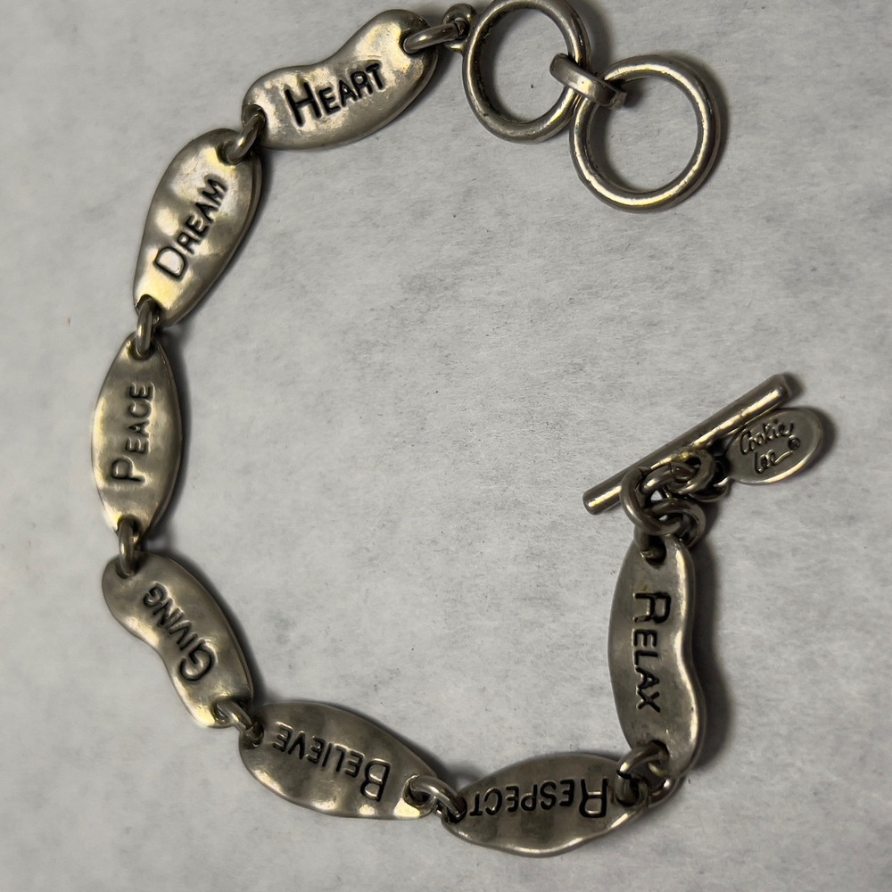 Cookie Lee Silver Tone‎ Inspirational Word Charm Bracelet Toggle Clasp
